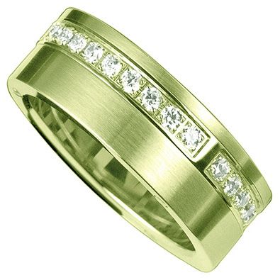 Мужское кольцо из зеленого золота