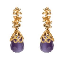 Серьги Giardini di Marzo из серебра 925 с кошачьим глазом и покрытием желтым золотом, Цвет: золотой, фото