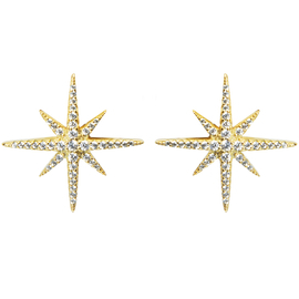 Серьги пусеты Stella из серебра 925 с покрытием желтым золотом, Цвет: золотой, фото