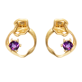 Серьги Amedea из серебра 925 с аметистом и покрытием желтым золотом, фото