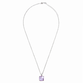 Колье Vetro mini из серебра 925 с фиолетовым ювелирным стеклом и покрытием белым родием, Цвет: серебряный, фото