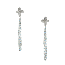 Серьги кисточки Flora из серебра 925 с покрытием белым родием, фото