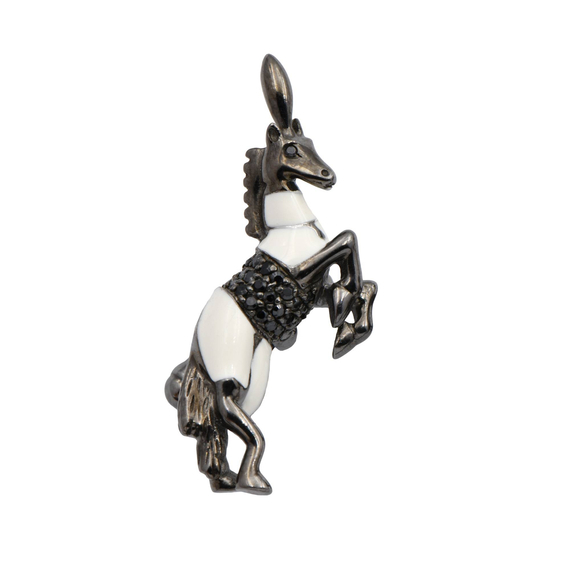 Брошь Cavallo mini из серебра 925 с эмалью и покрытием черным родием, фото