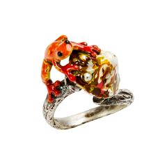 Кольцо Rana e fungo из серебра 925 с эмалью, фотография — Stile.me