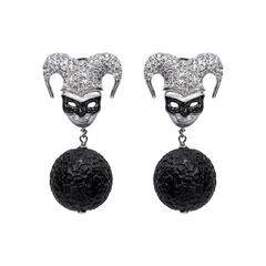 Серьги Casanova из серебра 925 с эбеновым деревом и покрытием белым родием, фотография — Stile.me
