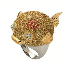 Кольцо Pesce из серебра 925 с покрытием белым родием и желтым золотом, Цвет: серебристо-золотой, Размер: 18, фотография — Stile.me