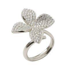 Кольцо Flora из серебра 925 с покрытием белым родием, фотография — Stile.me