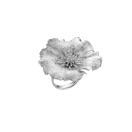 Кольцо Fiore grande из серебра 925 с покрытием белым родием, фото