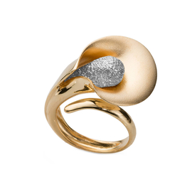 Кольцо Calla из серебра 925 с покрытием желтым золотом и белым родием, Цвет: золотисто-серебряный, фото