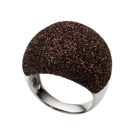 Кольцо Sara из серебра 925 с коричневыми пайетками и покрытием белым родием, Цвет: коричневый, фото