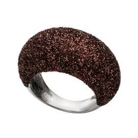 Кольцо Chiara из серебра 925 с коричневыми пайетками и покрытием белым родием, Цвет: коричневый, Размер: 19, фото