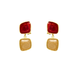 Серьги Versailles rosso из серебра 925 с эмалью и покрытием желтым золотом, Цвет: красный, фото