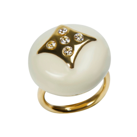 Кольцо Patrizio из серебра 925 с белой эмалью и покрытием желтым золотом, Цвет: белый, фото