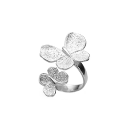 Кольцо Farfalla двойное из серебра 925 с покрытием белым родием, Цвет: серебряный, фото