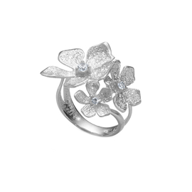 Кольцо Bloom большое из серебра 925 с покрытием белым родием, Цвет: серебряный, фото