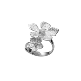 Кольцо Bloom двойное из серебра 925 с покрытием белым родием, Цвет: серебряный, фото