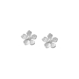 Серьги пусеты Bloom из серебра 925 с покрытием белым родием, Цвет: серебряный, фото