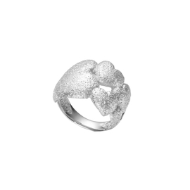 Кольцо Amoroso широкое из серебра 925 с покрытием белым родием, фото