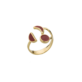 Кольцо Cosmo из серебра 925 с красной эмалью и покрытием желтым золотом, Цвет: красный, фото