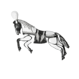 Брошь Cavallo из серебра 925 с эмалью и покрытием черным родием, фото