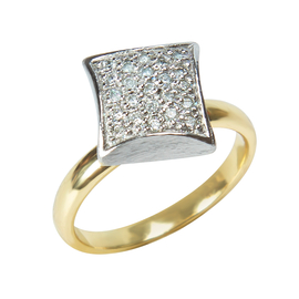 Кольцо Diamonds из серебра 925 с покрытием желтым золотом и белым родием, Цвет: золотой, Размер: 16.5, фото