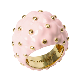Кольцо Gecko из серебра 925 с  розовой эмалью и покрытием желтым золотом, Цвет: розовый, Размер: 17, фото