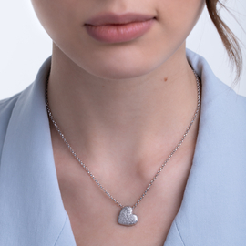 Колье Amoroso mini на цепочке из серебра 925 с покрытием белым родием, фотография — Stile.me