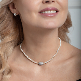 Колье Daniela из серебра 925 с жемчугом и покрытием белым родием, фотография — Stile.me