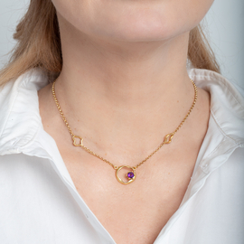 Колье Amedea из серебра 925 с аметистом и покрытием желтым золотом, фотография — Stile.me