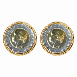 Серьги 500 Lire из бронзы с покрытием желтым золотом, фото