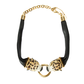 Колье Leopardo из латуни с кожей и покрытием желтым золотом, фото