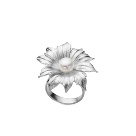Кольцо Flower из серебра 925 с покрытием белым родием, фото