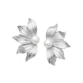 Серьги Flower из серебра 925 с покрытием белым родием, фото
