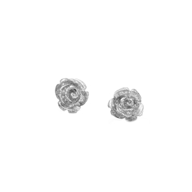 Серьги пусеты Rose из серебра 925 с покрытием белым родием, фото