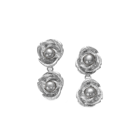 Серьги Rose из серебра 925 с покрытием белым родием, фото
