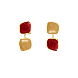 Серьги Versailles rosso из серебра 925 с эмалью и покрытием желтым золотом, Цвет: красный, фото