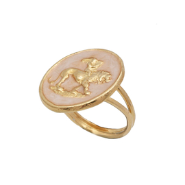 Кольцо Leone из серебра 925 с эмалью и покрытием желтым золотом, фото