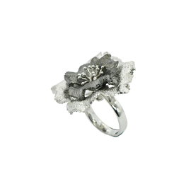 Кольцо Fiore из серебра 925 с покрытием белым и черным родием, Цвет: серебристо-черный, фото