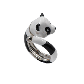 Кольцо Panda из латуни с покрытием белым родием, фото