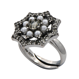 Кольцо Stile antico из серебра 925 с жемчугом, фото