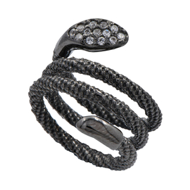 Кольцо Serpente из серебра 925 с покрытием черным родием, Цвет: черный, фото