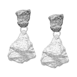 Серьги Sassi подвесные на пусете из серебра 925 с покрытием белым и черным родием, Цвет: черно-серебристый, фото