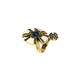 Кольцо Artificialia из серебра 925 с сапфирами и покрытием античным золотом, Вставка: сапфир, фото