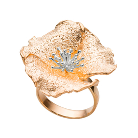 Кольцо Fiore из серебра 925 с покрытием желтым золотом и белым родием, Цвет: золотисто-серебряный, фото