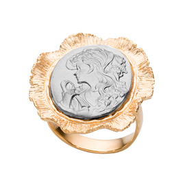 Кольцо Cameo grande из серебра 925 с покрытием желтым золотом и черным родием, фото