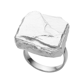 Кольцо Scoglio quadrato из серебра 925 с покрытием белым родием, Цвет: серебряный, фото