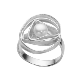 Кольцо Ortisei из серебра 925 с жемчугом и покрытием белым родием, Цвет: серебряный, фото
