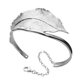 Браслет Foglie одинарный из серебра 925 с покрытием белым родием, Цвет: серебряный, фото