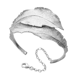 Браслет Foglie двойной из серебра 925 с покрытием белым родием, Цвет: серебряный, фото