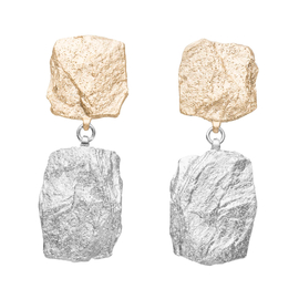Серьги Garda подвесные из серебра 925 с покрытием желтым золотом и белым родием, фото